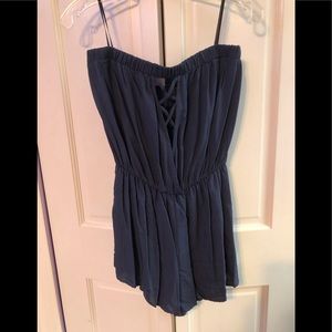 strapless navy romper